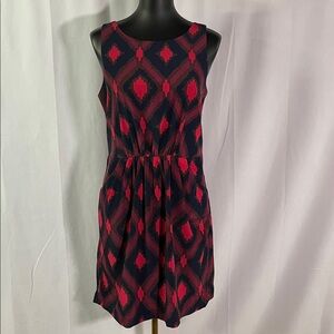 Gap Magenta Purple & Navy Ikat Print Sleeveless A-Line Dress